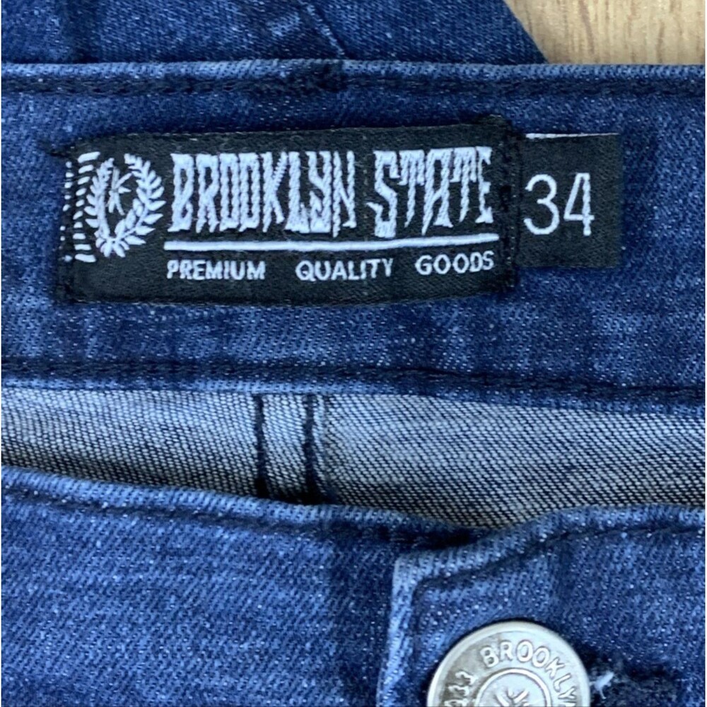 Brooklyn State Denim Jeans Men's Size 34 Blue Distressed Destroyed - Picture 3 of 16